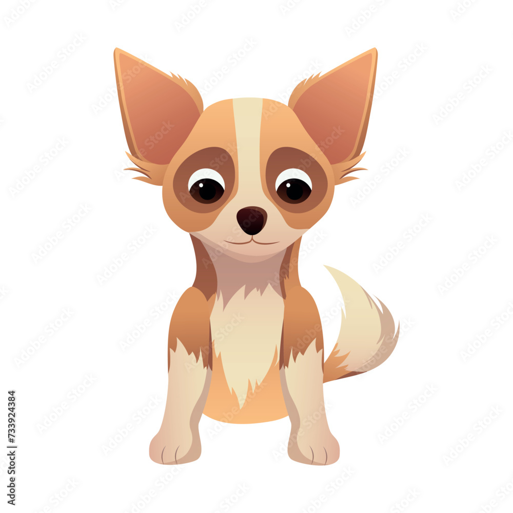 Dog of colorful set. This illustration feature a lively depiction of a puppy in a vibrant cartoon style, set against a white background. Vector illustration.