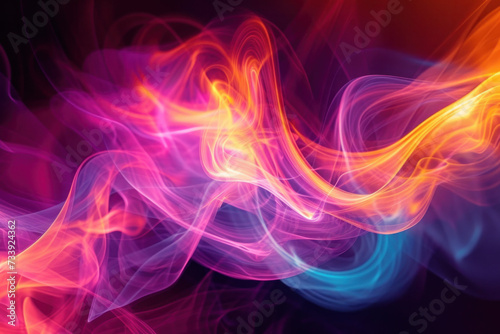 Blurry Image of Colorful Smoke on Black Background © reddish