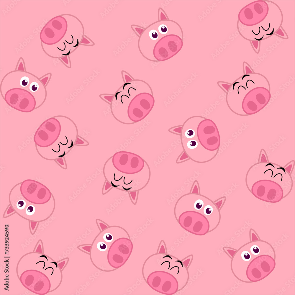 Decorative pattern of a cute pig with pink background - vector Decorative pattern of a cute pig with pink background - vector
