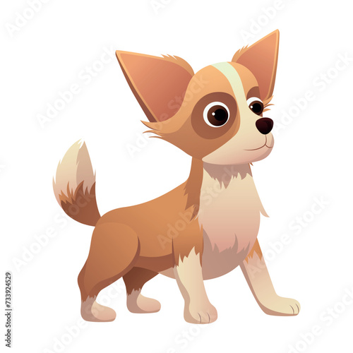 Dog of colorful set. This captivating illustration of a playful puppy brought to life in a colorful cartoon design against a serene white background.