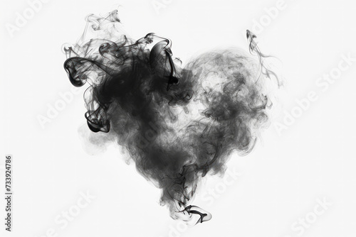 Heart Shaped Cloud of Smoke on White Background