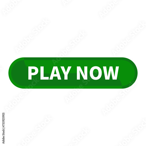 play now button Text In Green Rectangle Shape For Promotion Business Marketing Social Media Advertising Information Announcement
