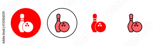Bowling icon set illustration. bowling ball and pin sign and symbol.