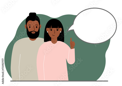 A man and woman couple dream and plan. Next to the couple is a large thought bubble.