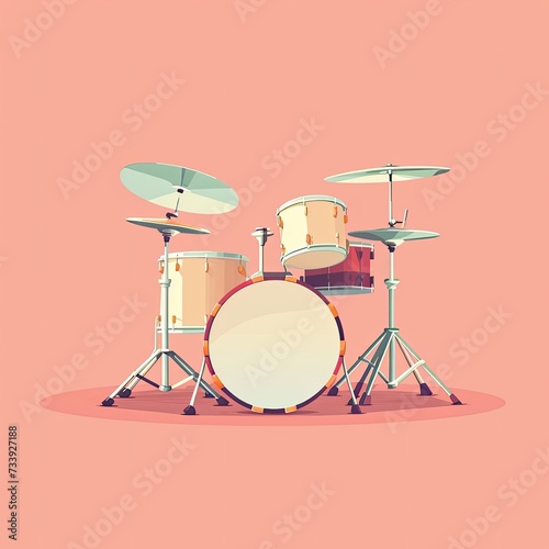 Flat Illustration of Drumset