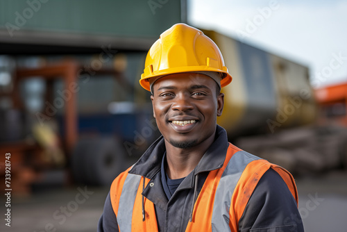 Young African American man with worker cap