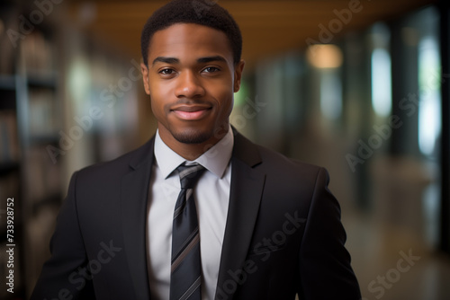 Young African American man in business uniform
