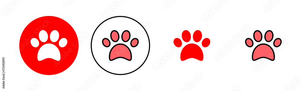 Paw icon set illustration. paw print sign and symbol. dog or cat paw Paw icon set illustration. paw print sign and symbol. dog or cat paw