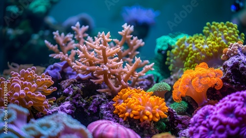 Beautiful tropical coral reef with soft corals in Andaman sea