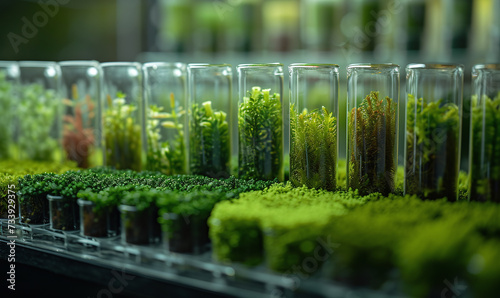 Test tubes with samples of various types of microorganisms 