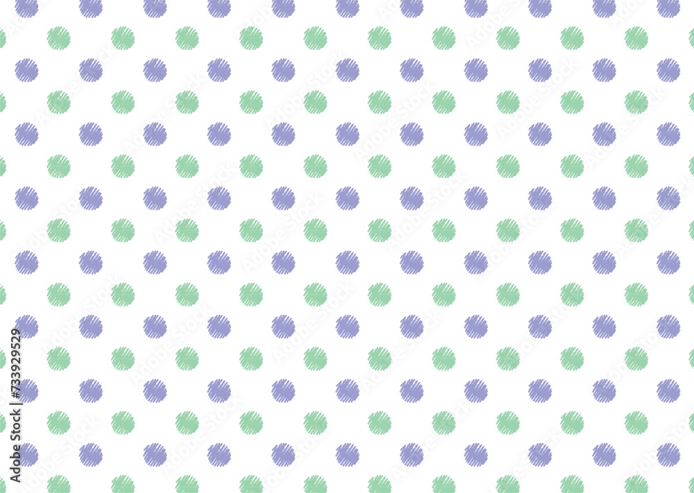 クレヨンタッチの水玉模様ドットシームレスパターン/紫・緑
