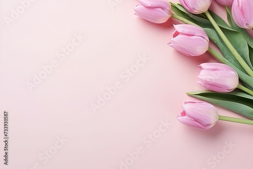tulips background, place for text, the eighth of March, aesthetics © Olga