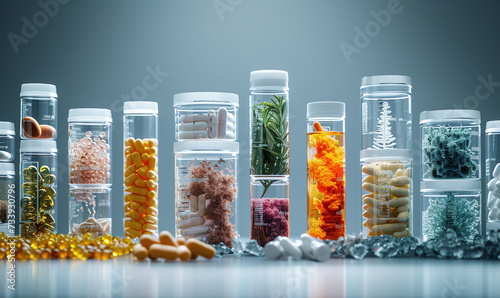 Test tubes with samples of various types of microorganisms 