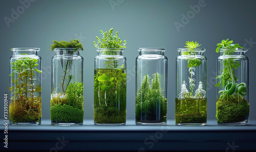 Test tubes with samples of various types of microorganisms 