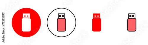 Usb icon set illustration. Flash disk sign and symbol. flash drive sign.
