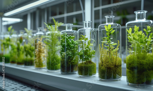 Test tubes with samples of various types of microorganisms 