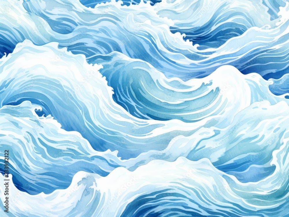 Abstract ocean waves pattern in shades of blue for artistic backgrounds