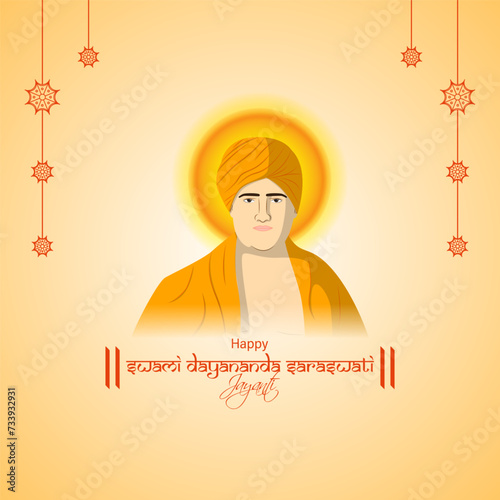 Vector illustration of Swami Dayananda Saraswati Jayanti social media feed template photo