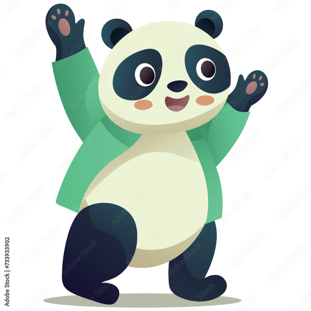 Fototapeta premium Cute panda of colorful set. This design captures the essence of joy and playfulness with its colorful depiction of a funny little panda. Vector illustration.
