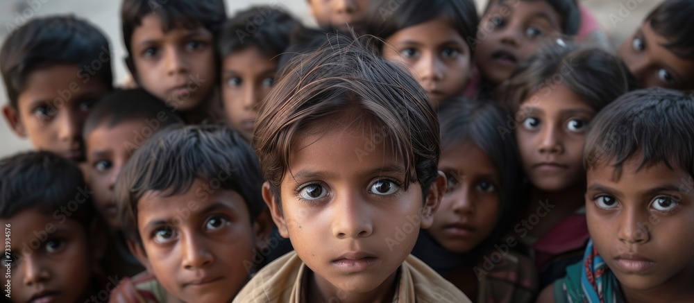 Children from an underprivileged background looking directly at the camera. Children from an underprivileged background looking directly at the camera.