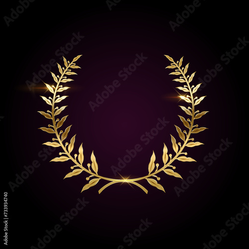 Winner wreath of laurel branches realistic vector illustration. Premium award for best participant 3d model on dark background. VIP service