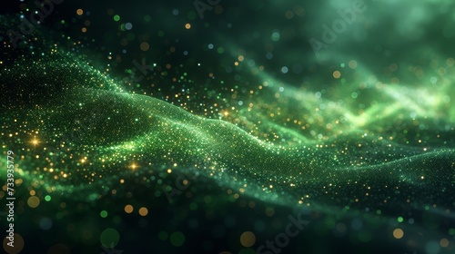 Blue green background with digital technology speed connect, cyber nano information, abstract communication, innovation future tech data, internet connection, AI big data, 3D line illustration