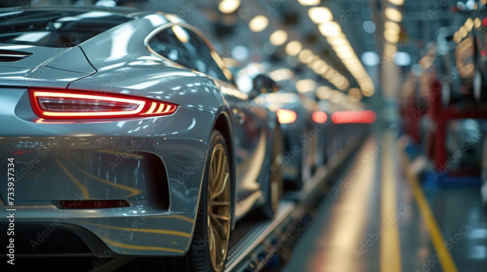 Fototapeta premium New cars in a row at the dealership