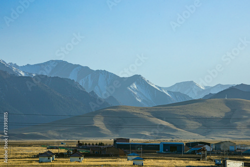 Shandan Military Horse Farm, Zhangye City, Gansu Province-Snowy Mountains and Pastures of Qilian Mountains photo