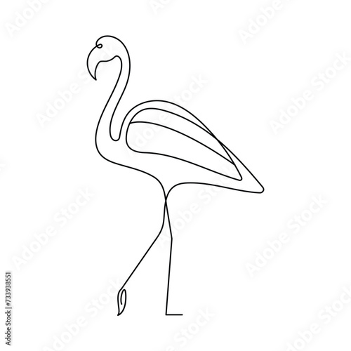 Continuous single line drawing black icon of flamingo Outline vector art.
