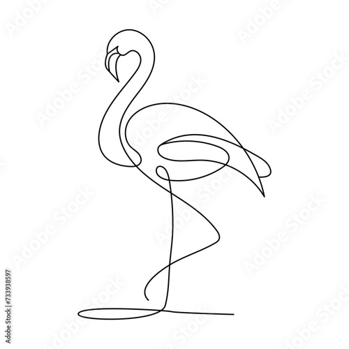Continuous single line drawing black icon of flamingo Outline vector art.

