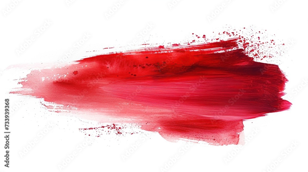 Red paint brush strokes in watercolor isolated on white background