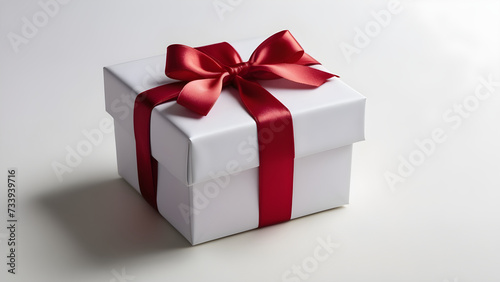 Minimalist gift box with ribbon.