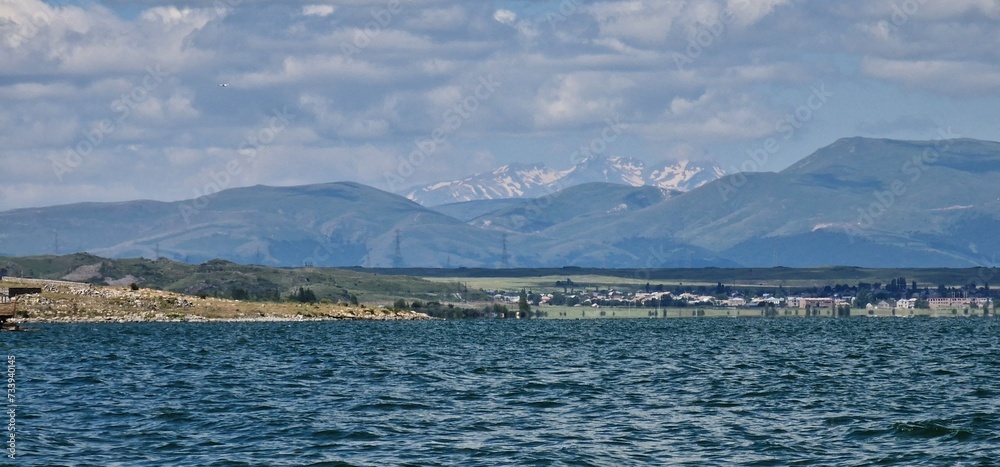 birds on lake sevan armenia, cormorants and sea gulls
