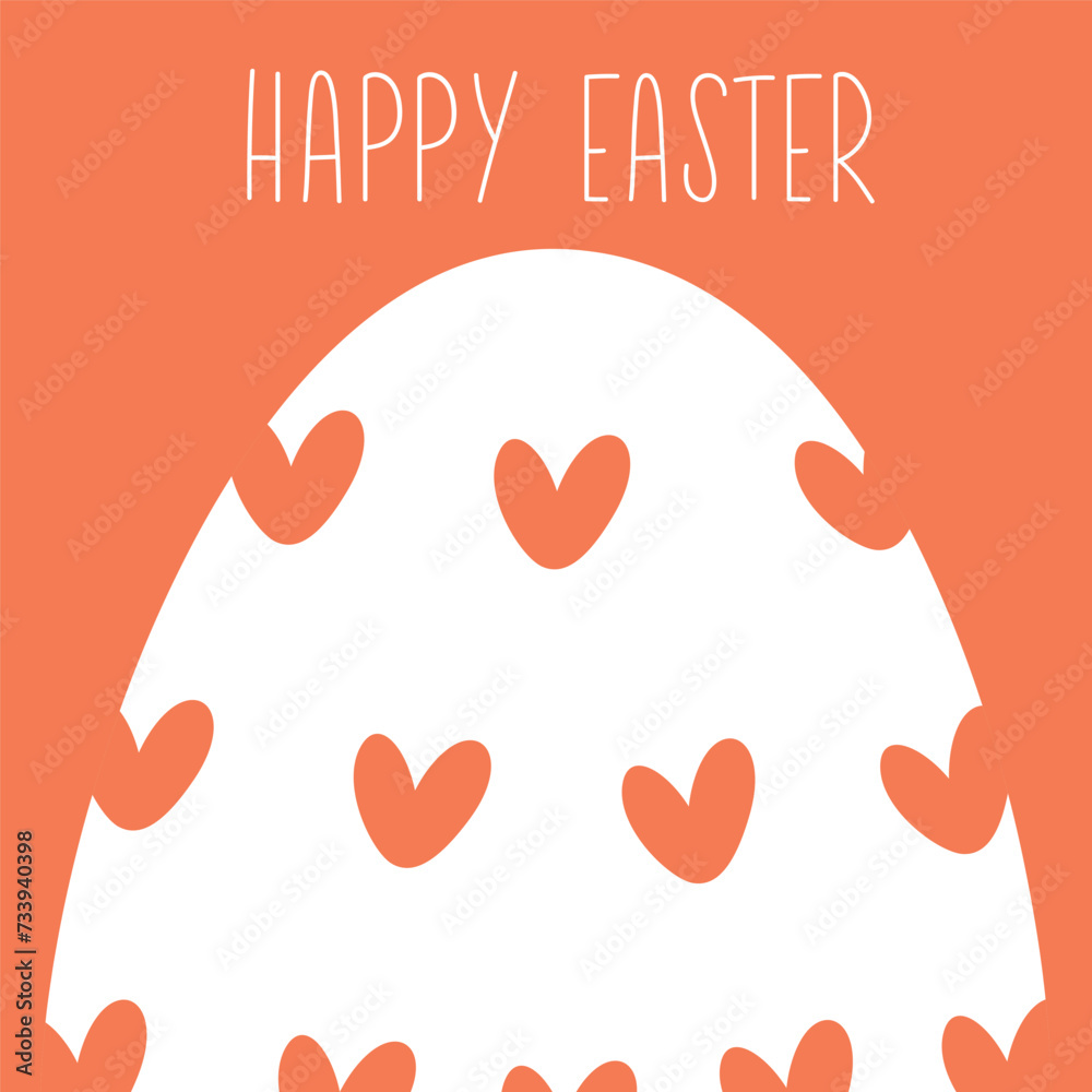 Happy Easter cute hand drawn banner with egg with hearts. Vector Happy Easter cute hand drawn banner with egg with hearts. Vector