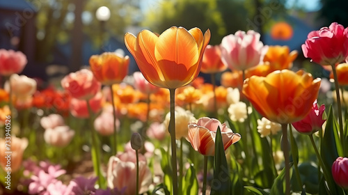 red and yellow tulips  high definition hd  photographic creative image