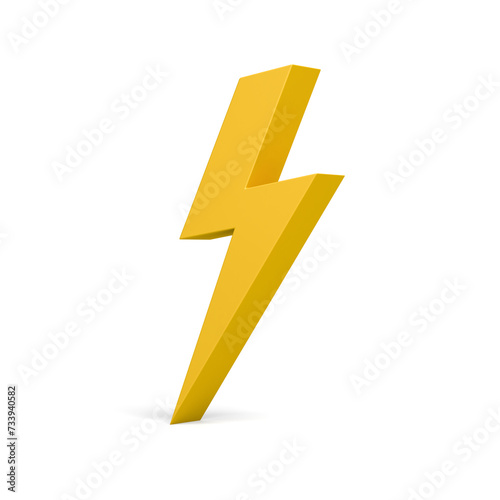 Thunderbolt. Thunder. Lightning bolt. Symbol. Icon. Yellow. 3d illustration.