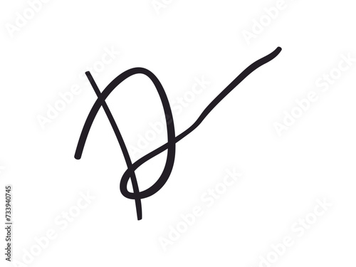Fake hand drawn Autographs with letter D. Fictitious Handwritten signature scribble for business certificate or note. Vector doodle isolated illustration photo