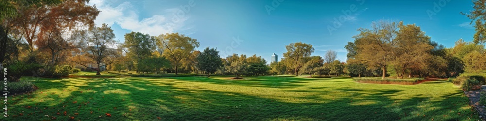 City park panorama, capturing the beauty of nature within an urban environment City park panorama, capturing the beauty of nature within an urban environment