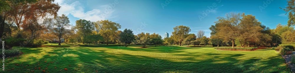 City park panorama,  capturing the beauty of nature within an urban environment