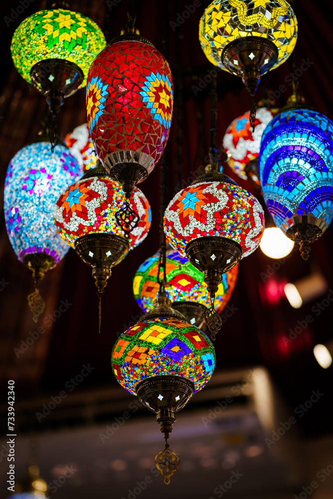 Beautiful Traditional Arabian Turkish ceiling lamps and light bulb decorations for interior home and living interior architecture.