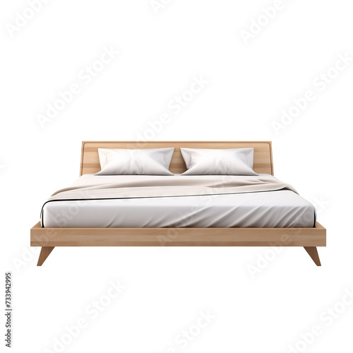 Platform Bed. Scandinavian modern minimalist style. Transparent background, isolated image.