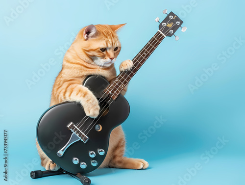Cat play guitar