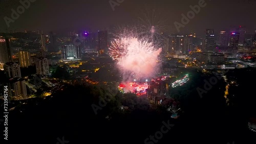 Wallpaper Mural Aerial footage of fireworks at the temple during Chinese New Year festive Torontodigital.ca
