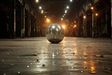 Disco ball in an abandoned warehouse