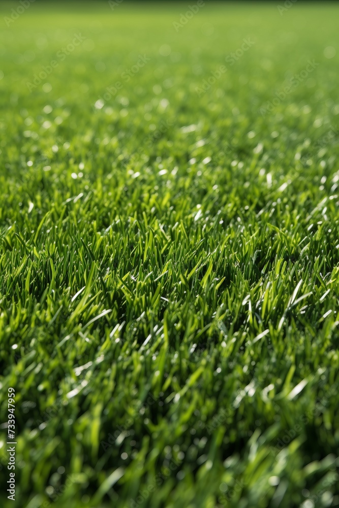 Close-up of green grass field with sunlight Close-up of green grass field with sunlight