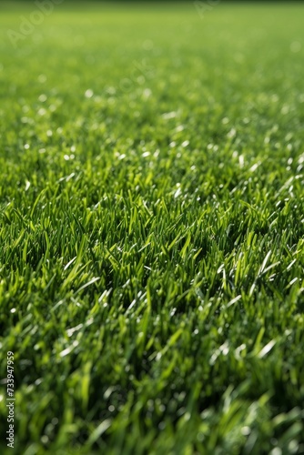 Close-up of green grass field with sunlight