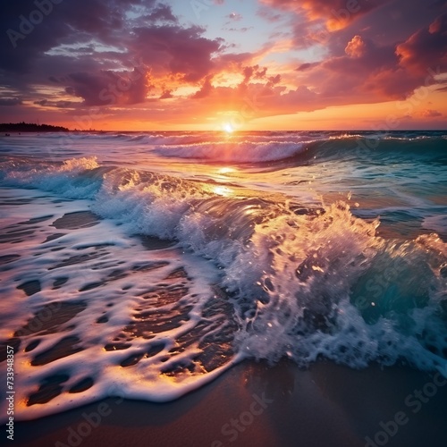 Beautiful sunset over the ocean © duyina1990