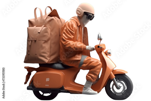 Delivery man on bike on transparent background PNG image