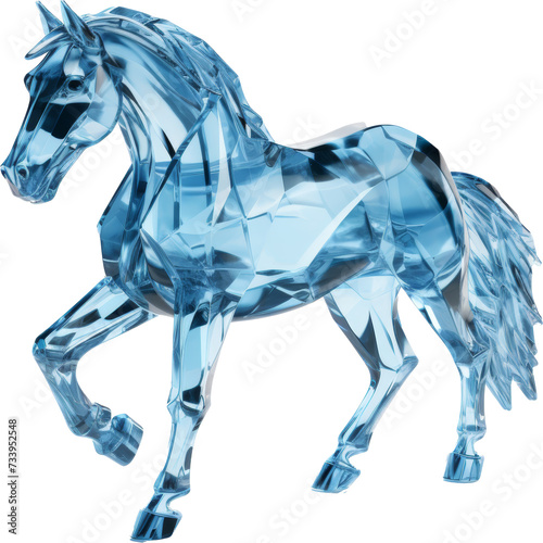 Horse,Blue or sky blue crystal shape of horse,horse made of crystal 