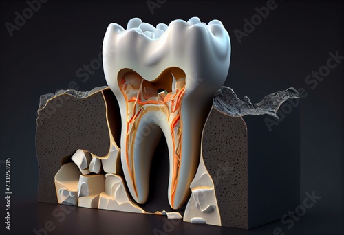 Dental fissure fillings, Medically accurate 3D illustration. Generative AI